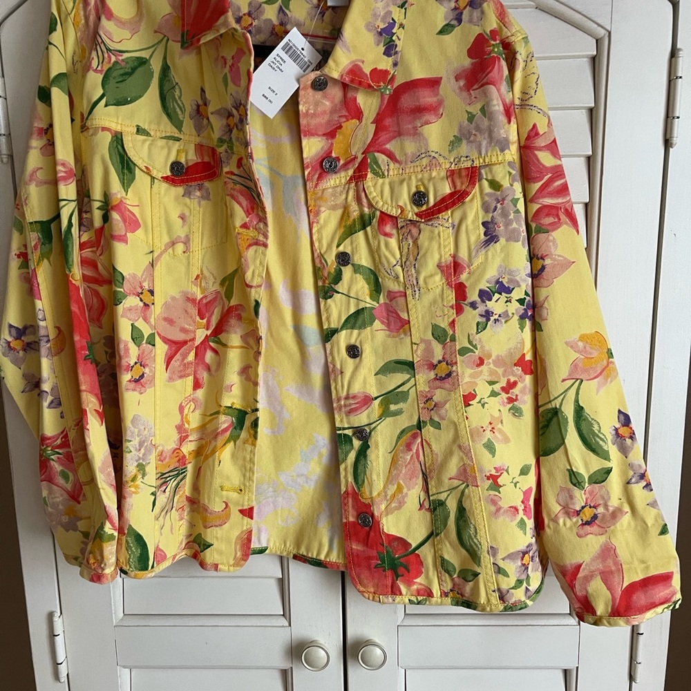 Chico’s New Floral Denim Jacket -Size 2